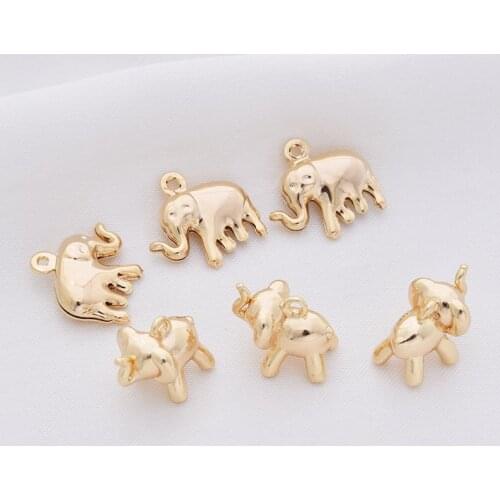 18K Gold Plated Copper Charms Animals 3D Elephant Charms Pendant 10pcs/lot For DIY Fashion Jewelry Making Finding Accessories