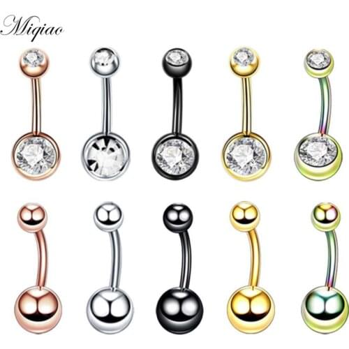 Miqiao Hot Sale Sweet Stainless Steel Double Ball Double Belly Button Ring Body Exquisite Piercing Jewelry