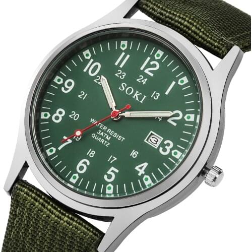 Fashion Luminous Mens Watch Luxury SOKI Sports Calendar Date Male Nylon Band Quartz Wristwatches Modern Gift Relogio Masculino