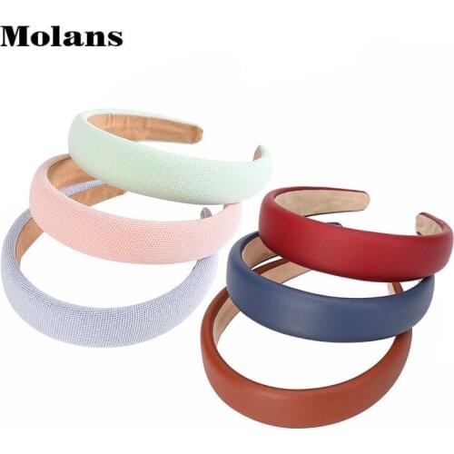 MOLANS New Fashion Solid Color Headhoop Leather Lattice Hairband Simple Ladies Headband 2020 Hair Accessories