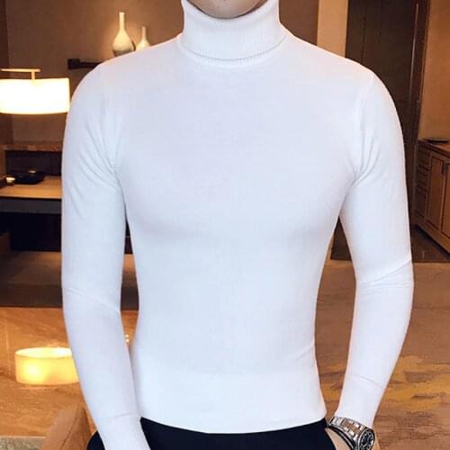 Autumn New Solid Colors Jumper men Turtleneck Sweater Dress winter High Elasticity Slim Pullover Men Knitwear Men Clothing 7873