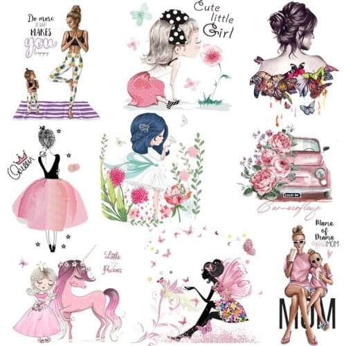 Parent-Child Heat Transfer Iron On Transfer For Clothing Mom Babies Patch Thermo Stickers For Clothes Vinyl Accessories applique