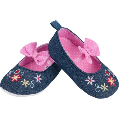 Bow Embroidery Flat Baby Shoes Toddler Boy Girl Shoes First Walkers for Newborn Baby 0-12 Months
