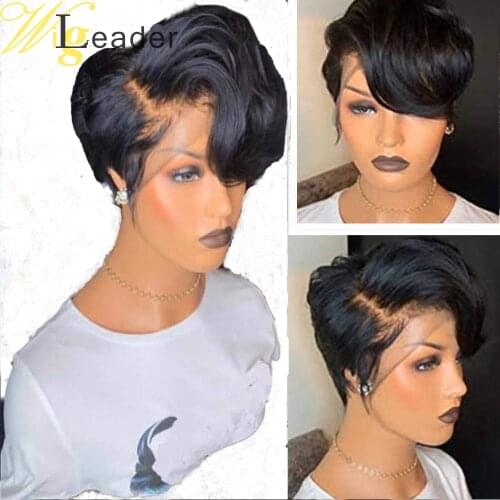 Wigleader Summber Pixie Cut Human Hair Lace Wigs Preplucked Lace Frontal Wigs Short Cut Blonde #613 Human Hair Wigs on Sales
