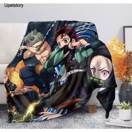 Upetstory Devils Blade Anime Duvet Home Decorative Demon Slayer Kimetsu No Yaiba Tanjirou Nezuko Summer Blanket forAdults Kids