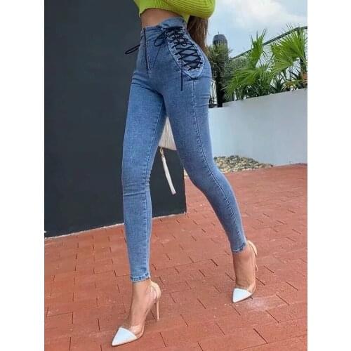Hot High Waist Jeans Women 2021 Autumn Winter Stretch Denim Pants Simple Unique Personality Street Trendsetters Fashion