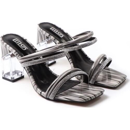 Summer Transparent Heel Women Sandals Diamond Causal Women Slippers Designer Women High Heels Zapatillas Mujer Female Footwear