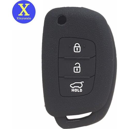 Xinyuexin For Hyundai Sonata Fe Avante Porter Grandeur Sonata Santafe i30 Solaris ix35 3 button Silicone Rubber Car Key Cover