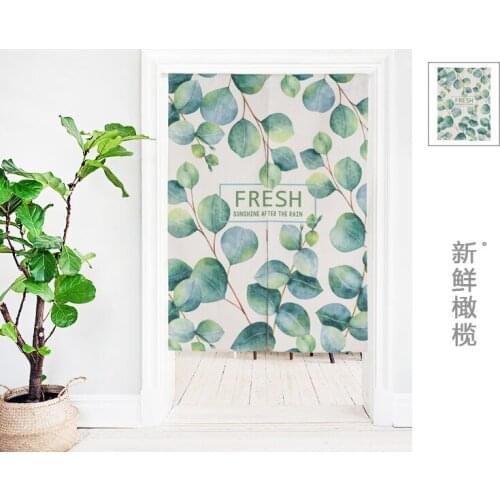 Nordic fresh literature art plant green olive kitchen door curtain room window treatment Japanese porch decoration coffee bar