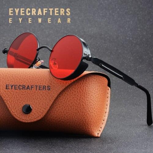 Womens Gothic Steampunk Sunglasses Round Brand Designer Men Retro Transparent See through Sunglasses Oculos de sol UV400 Vintage