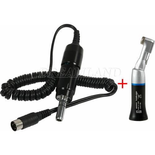 Dental Lab Marathon 35K RPM Electric MicroMotor & Standard Latch Contra Angle Handpiece E-Type Connection Fit Nsk Black Color