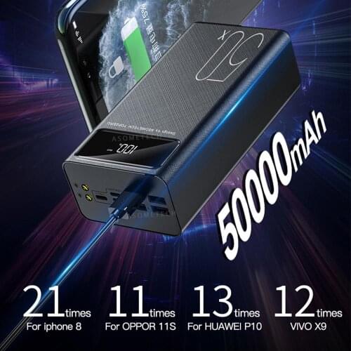 50.000 Mah 18w Black Digital Display Powerbank