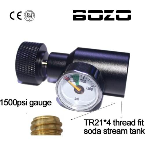 PCP airgun accessories Paintball Soda Stream Tank Cylinder Valve Adapter with 1500psi Gauge