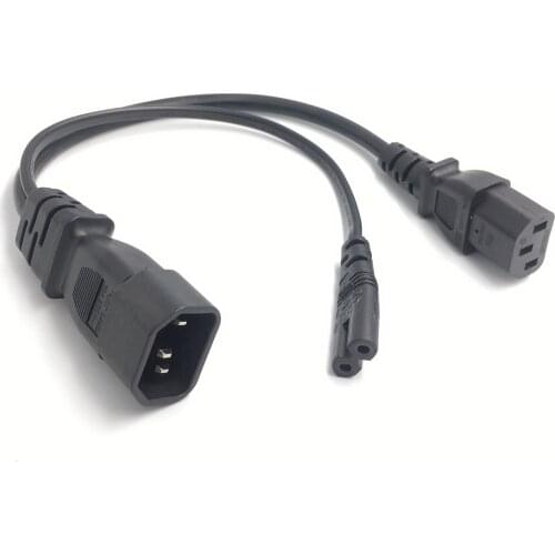 Y Type Splitter Power Cord ,IEC320 C14 Plug 3-Prong Male Power Cable Cord AC Power Adapter to C7 +C13 Female