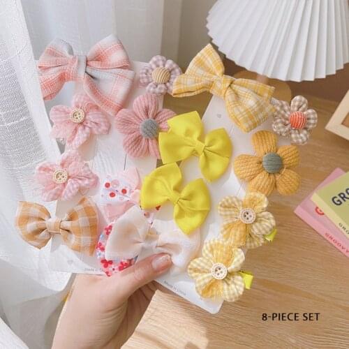 8Pcs Children hairpin baby bow small hairpin South Korea cute hair decoration BB clip
