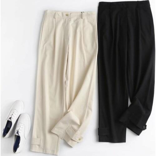 Dave&Di 2021 England Vintage Fashion Pants Women Simple Solid Harem Cargo Pantalones Mujer Pantalon Femme Loose Trousers Women