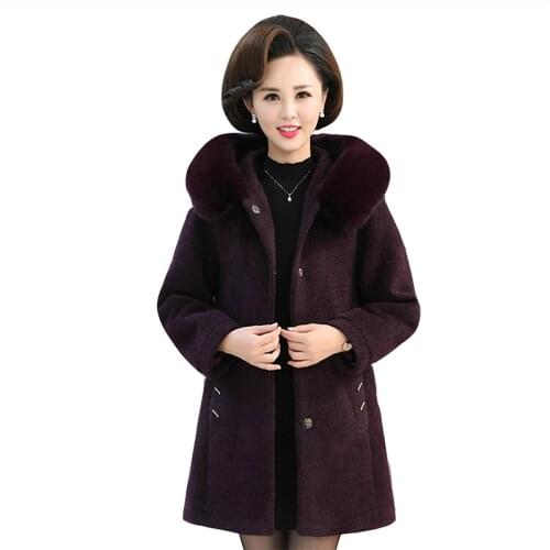 Winter parka mink velvet coat womens noble new hooded plus size womens mid-length warm coats womens overcoat