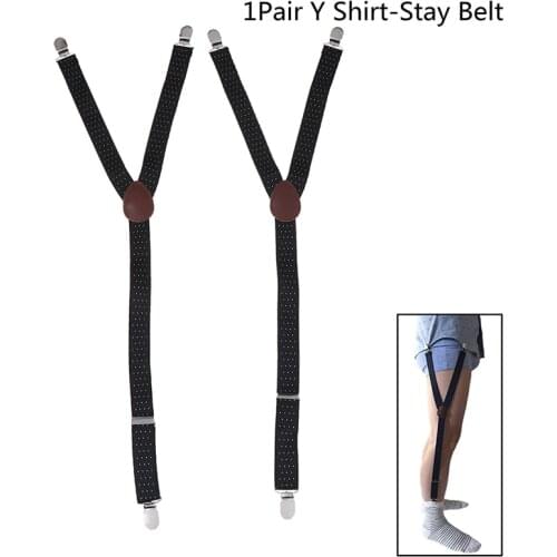 1 Pair Mens Shirt Stays Garters Y Shape Military Adjustable Elastic Shirt Holders Straps Sock Non Slip Clamps Leg Suspenders