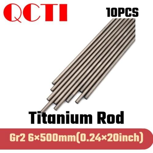 10pcs Gr2 6mm dia x 500mm length Titanium Alloy Round Bar Rod Industry Machine Use DIY Anti-corrosion Material