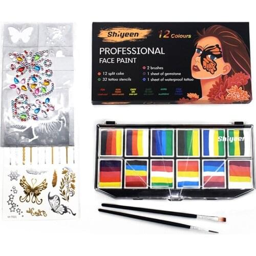 12 Color Press Cake Injection Molding Easy To Clean Human Face Creative Diy Waterborne Face Paint