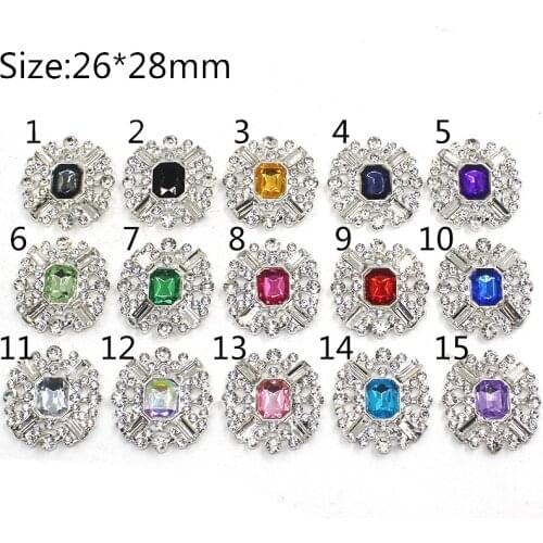 2Pcs New Hot Sale 26*28mm Rectangular Diy Jewelry Accessories Flat Bottom Rhinestone Buttons Wedding Invitation Jewelry