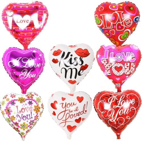 2pcs Red Heart Foil Balloons Wedding Party Decorations Air Balloons I LOVE YOU Inflatable Balls Valentines Day Decor