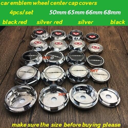 4pcs/set 50mm 65mm 66mm 68mm VOSSEN logo Car Emblem Badge Wheel center cap chrome base wheel rim covers for all car styling