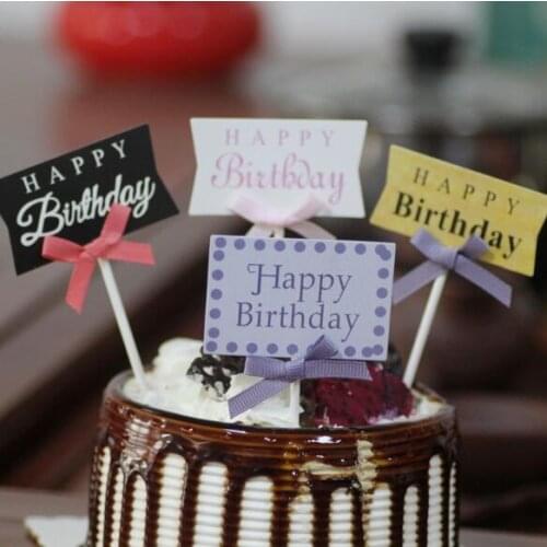 4pcs/lot Cake flag Insert Card with bowknot letter decoration Birthday Party Supplies