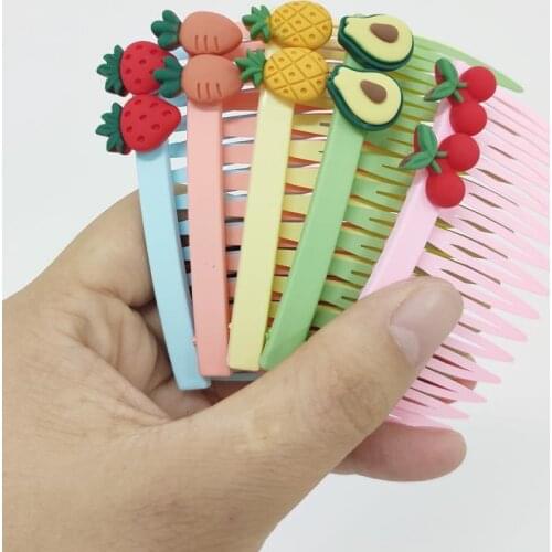 5pcs/set Girls Colorful Fruits Flowers Hair Combs Children Clip Pin Headband Kids Hair Accessories