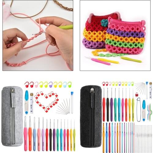 52/62Pcs Crochet Hook Set With Yarn Knitting Needles Sewing Tools Set Knit Gauge Scissors Stitch Holder Hook Sewing Tool