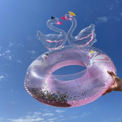 Glitter Inflatable Flamingo Swan Swimming Ring for Adult Kid infant Float Pool Swimming Circle Ring for Summer Beach Party