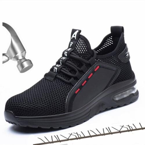 Summer Work Shoes Mens Safety Shoes Breathable AIR Cushion Comfortable Indestructible Protective Boots Mens Sneakers