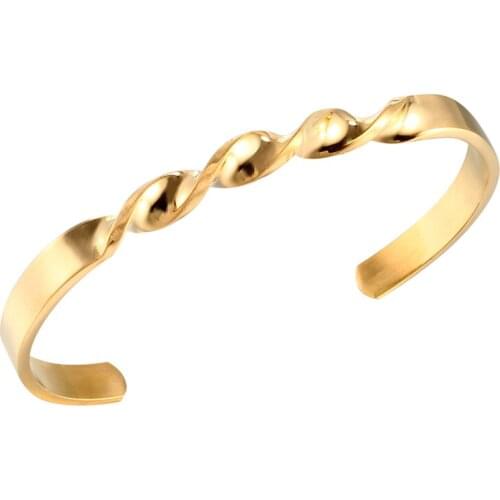 Trendy 316L Stainless Steel Wave Cuff Bangle Bracelet for Woman Man Rose Gold Plating Luxury Party Jewelry Wristband Gift Lot