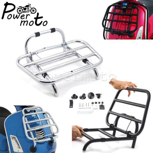 Black/Chrome Stainless Steel Front Luggage Carrier Rack Holder Shelf Bracket For VESPA Sprint 150 2017 Primavera 150 2015-2019