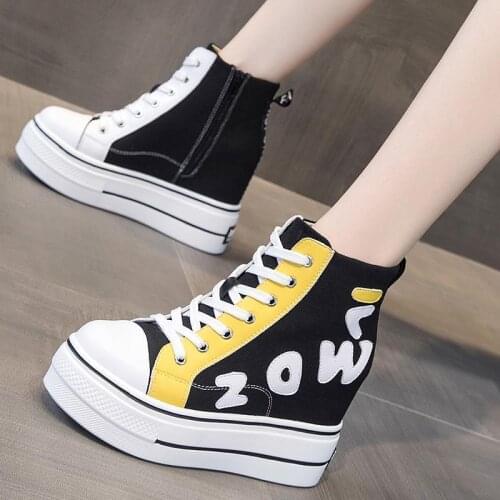 Canvas Shoes Women Fashion High Top Sneakers Spring Female Footwear Pumps Platform Vulcanized Shoes