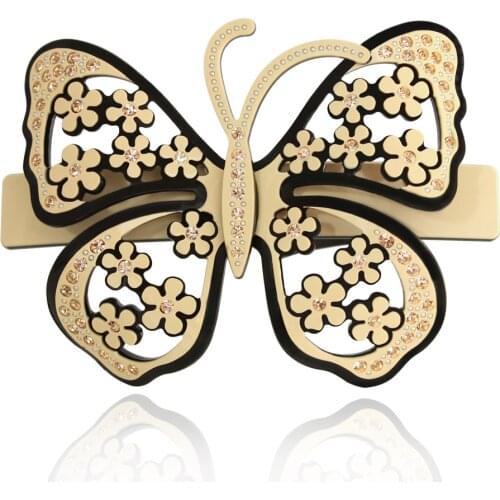 Vintage Hair Accessory - Butterfly Hair Barrettes for Women Girls Fancy Hair Clip - Cellulose Acetate Hair Jewelry for Tiara