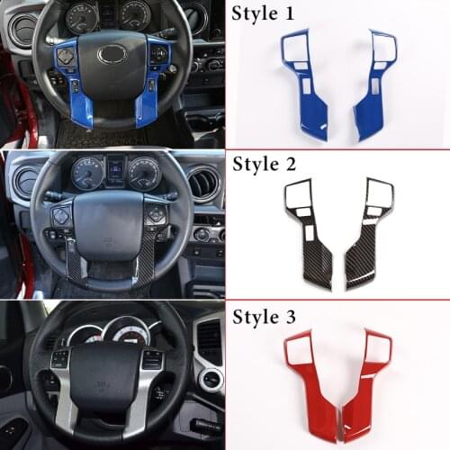 ABS Carbon Fiber Car Steering Wheel Trim Control Button Frame Cover Accessories For Toyota Tacoma 2016-2020 Car Styling