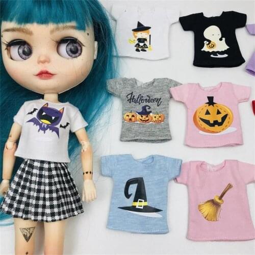 New stylish Blyth Clothes Halloween Theme Short T-shirt Licca, 1/6 Doll Accessories