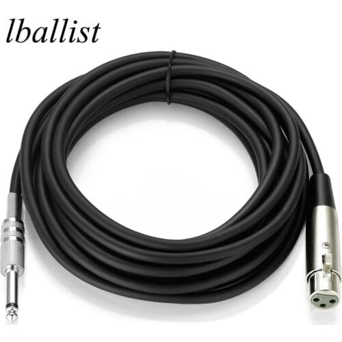 Lballist 1/4''Jack 6.35mm Male to XLR Female Cable Foil+Braided Shielded OFC For Microphone