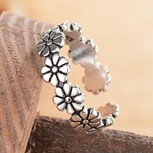 Summer Vintage Flower Rings For Women Boho Geometric Female Finger Rings Party Bohemian Jewelry Korean Gift