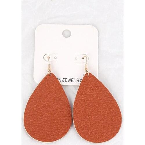 Best Selling Vantage Double Sided Leopard Snake Printed Teardrop PU Leather Earrings Colorful Lightweight Water Drop Earrings