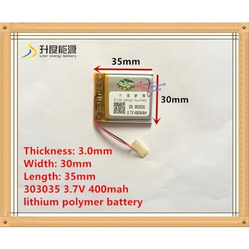 3.7v lithium polymer battery 303035 033035 MP3 MP4 battery 400mah recorder