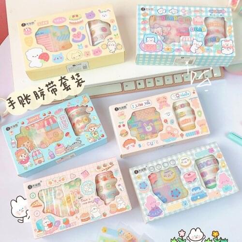 Cartoon Washi Tape Set Diary Kawaii Masking Tapes Stationery Creativity Decoration Material School Supplies Gift For Children