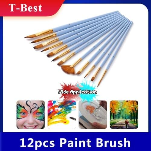12Pcs Fine Detail Paint Brush Set Double Color Taklon Hair Paintbrushes for Acrylic Oil Watercolor Painting Artist Drawing Kits