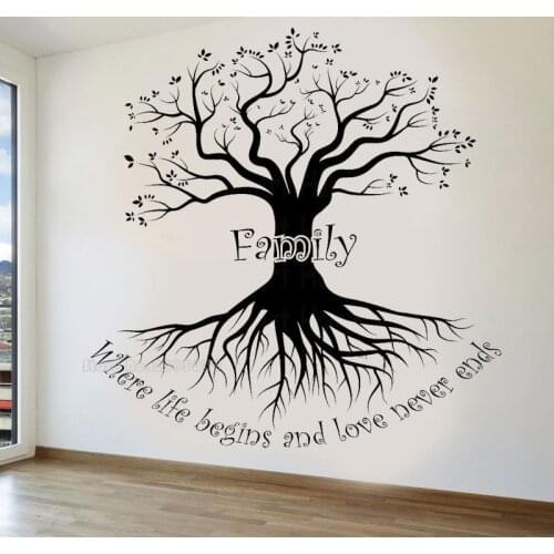 Family Tree Wall Stickers Removable Murals Tree Wall Decals Posters Vinyl Wallpaper Family Words Art Picture Home Decor LL2076