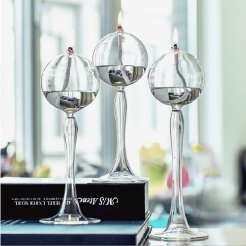 Real Flame Glass Bio Fireplace Romantic Table Oil Lantern Smokeless Fire Pit