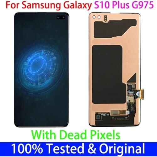 With Dead pixel 6.4" Original S10+ LCD For SAMSUNG Galaxy S10 Plus lcd G975 SM-G9750 G975F LCD Display + Touch Screen Digitizer