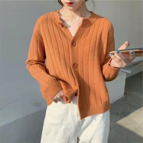 PEONFLY Thick Sweater Women Oversized V-Neck Cardigans Spring Autumn Chic Knitted Loose Tops Casual Fashion Female Warm Coat