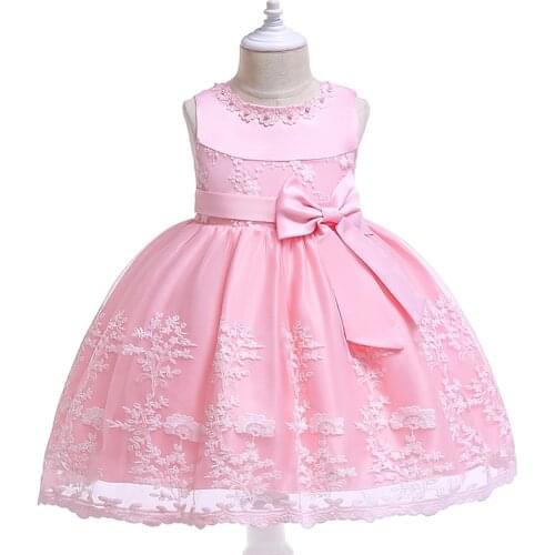 Baby Princess Bow Christening Gown Dress For 1st Birthday Party Infant Baptism Tutu Dresses Vestido Newborn Baby Clothing