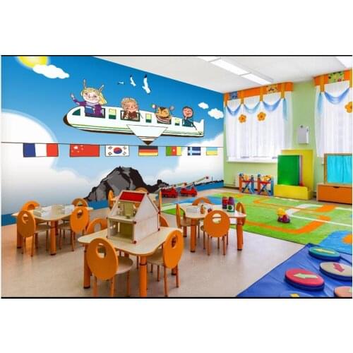 Custom wallpaper 3d wall mural on the wall Cartoon International Childrens Airplane Nursery photo wallpaper for walls 3 d